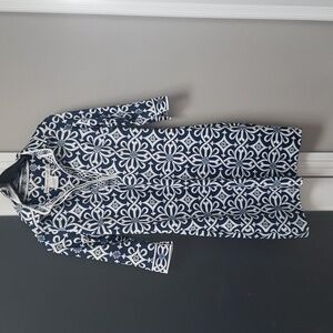 Gretchen Scott Navy and White Patterned Dress